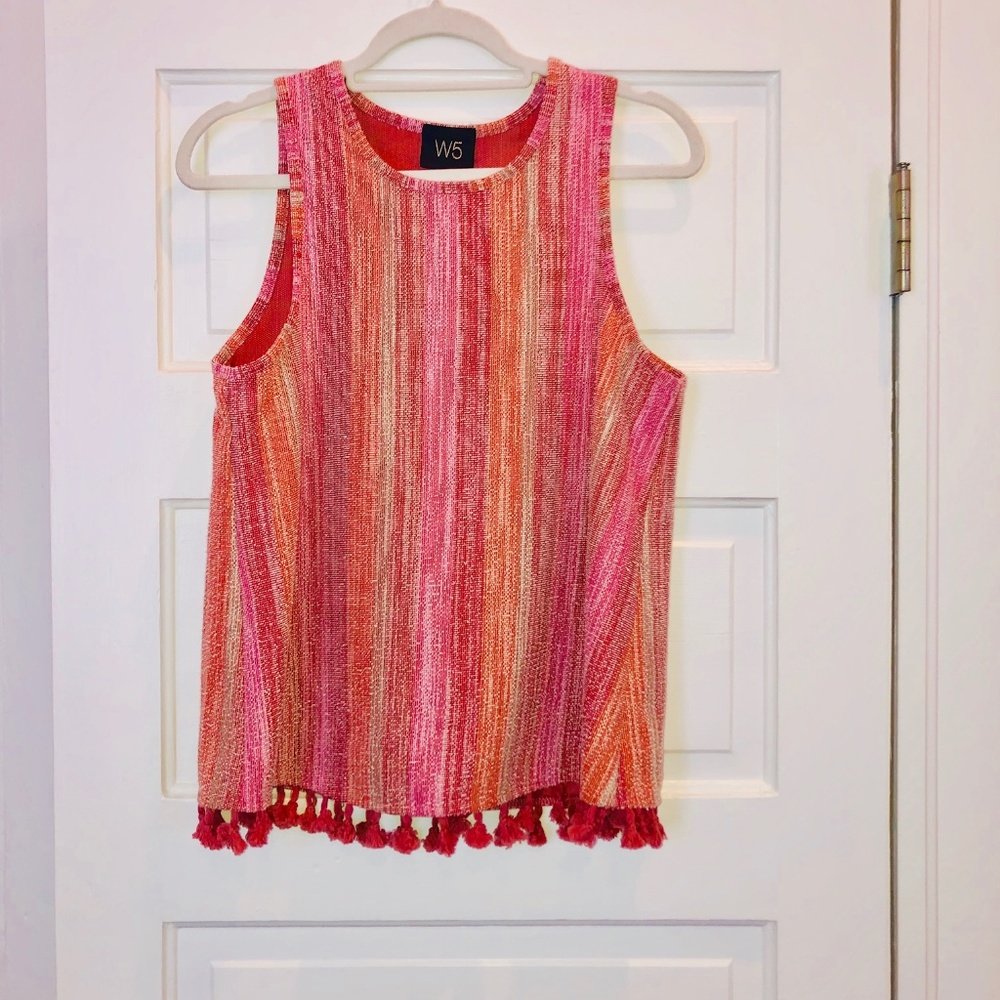 NWOT Anthropologie Multicolor Tassel Boho Top - Picture 1 of 4